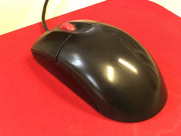 Ποντίκι Ένα Κόκκινο Mousepad — Φωτογραφία Αρχείου