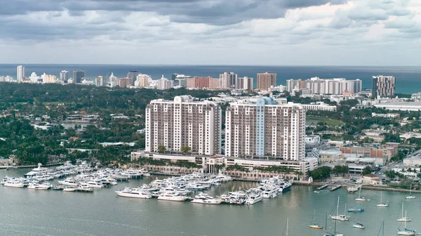 Vista Aérea Dos Edifícios Miami Pôr Sol — Fotografia de Stock