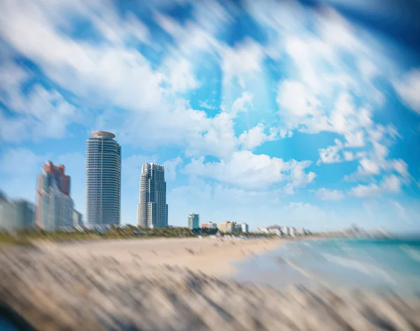 Edificios Miami Beach Atardecer Desde South Pointe Park — Foto de Stock