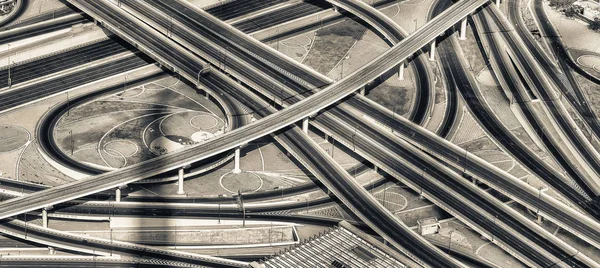 Major Roads Intersection Aerial Photography View Empty Lanes — Stock Photo, Image