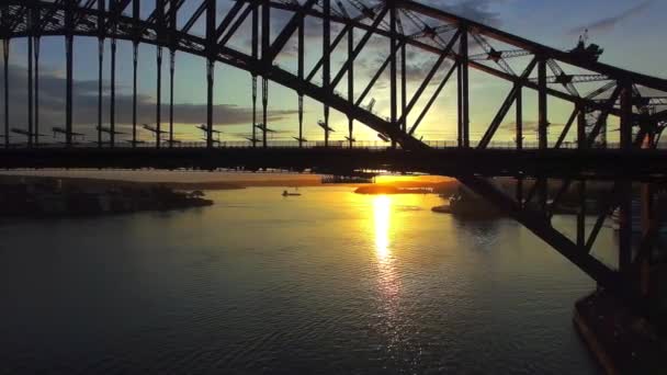 Sydney Harbour Bridge Bij Zonsondergang Australië Video — Stockvideo