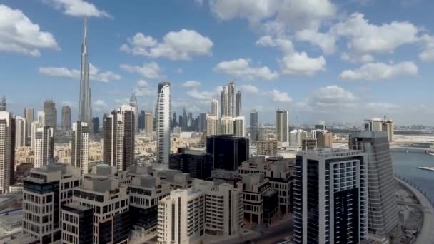 Widok Lotu Ptaka Wieżowce Dubai Marina Zjednoczone Emiraty Arabskie Wideo — Wideo stockowe