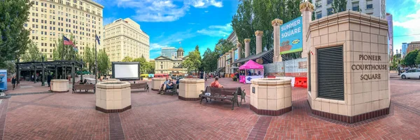 Portland August 2017 Panoramic View Pioneer Courthouse Square Portland Attracts — Stock Photo, Image