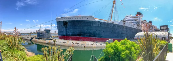 Long Beach August 2017 Turister Besøker Queen Mary Skipet Vakker – stockfoto
