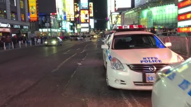 Tráfico Times Square Por Noche Nueva York — Vídeos de Stock