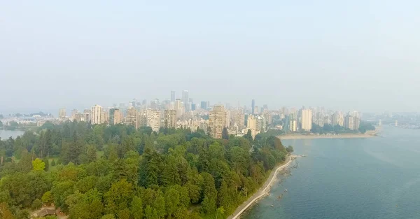 Vista Aérea Del Horizonte Vancouver Desde Stanley Park Canadá — Foto de Stock