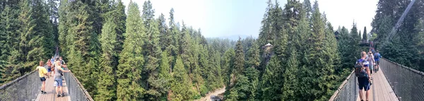 Vancouver Canada Augustus 2017 Toeristen Capilano Suspension Bridge Het Een — Stockfoto