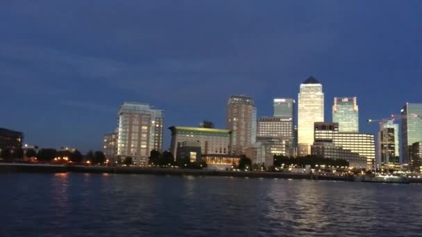 London September 2016 Canary Wharf Buildings Skyline Sunset Main Financial — Stock Video