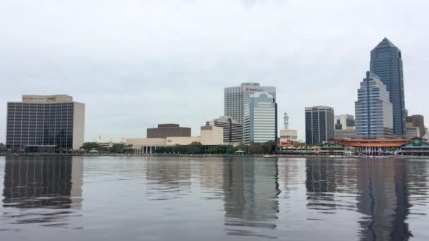 Jacksonville Florida 2016 Február City Skyline Felhős Téli Napokon Jacksonville — Stock videók