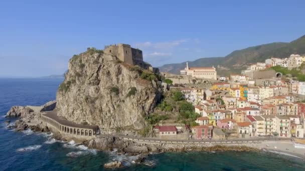 Luftaufnahme Der Scilla Küste Kalabrien Italien Video — Stockvideo