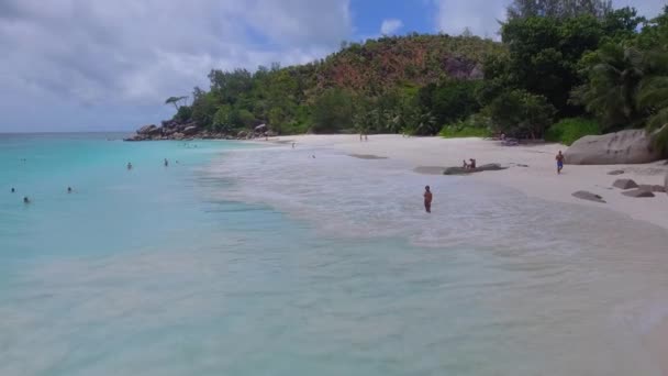 Şaşırtıcı Görünümü Anse Georgette Beach Praslin Adası Seyşel Adaları Video — Stok video