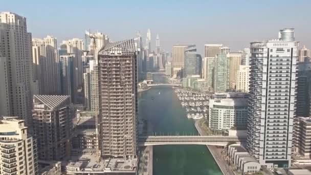 Вид Воздуха Небоскребы Dubai Marina Оаэ Видео — стоковое видео