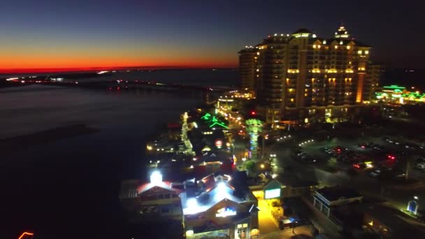 Nacht Uitzicht Destin Stad Gelegen Amerikaanse Staat Florida Valt Bestuurlijk — Stockvideo