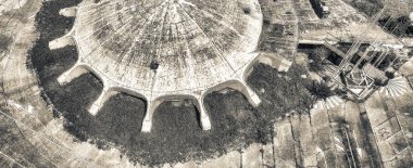 Dairesel spor oyun Stadyumu'nun havadan görünümü.