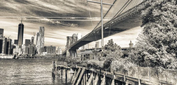 Brooklyn Bridge Uitzicht Vanaf Brooklyn Bridge Park Het Najaar New — Stockfoto