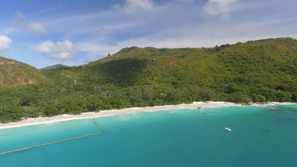 Vista Aérea Costa Seychelles Desde Dron — Foto de Stock