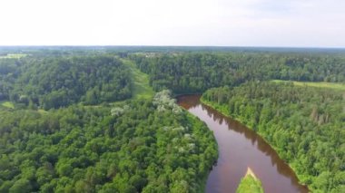 Havadan görünümü Vidzeme, Letonya, video en büyük Milli Parkı, Gauja Milli Parkı şaşırtıcı