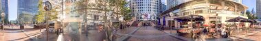 Londra - Eylül 2016: Kanarya Wahrf binalar, panoramik. Londra'nın iş bölgesinde bu.