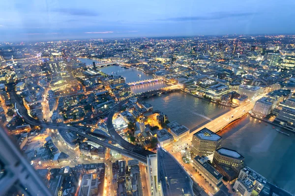 Luchtfoto Van Londen Bruggen Skyline Nacht Londen — Stockfoto