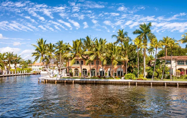 Fort Lauderdale Února 2016 Krásné Domy Podél Městské Kanály Fort — Stock fotografie