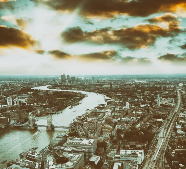 Luftaufnahme Der Skyline Von London Und Der Tower Bridge Der — Stockfoto