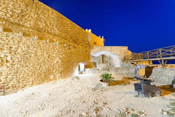 Veduta Aerea Dell Interno Della Fortezza Aragonese Notte Calabria Italia — Foto Stock