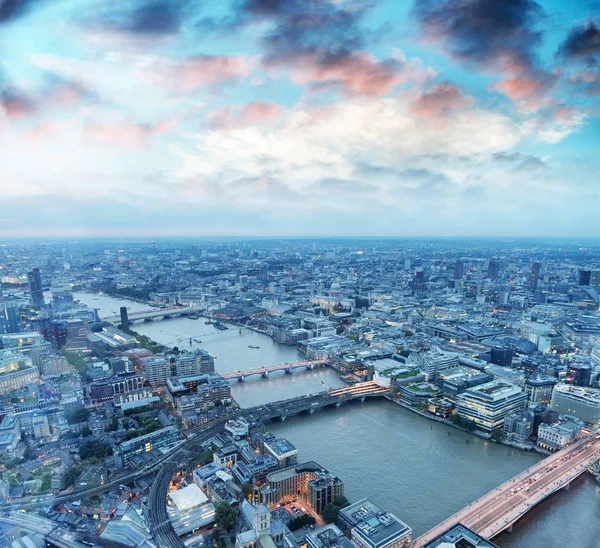 Londra Manzarası Gece Londra Havadan Görünümü — Stok fotoğraf