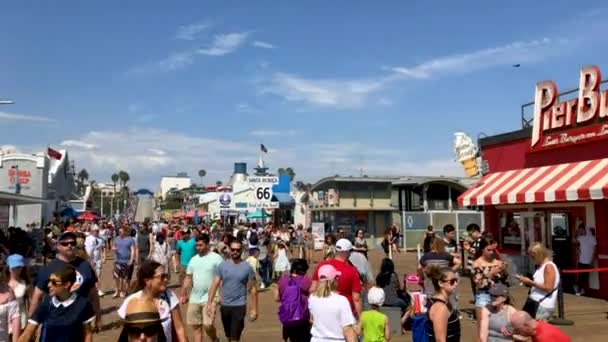 Santa Monica Pier Grande Molo Doppio Snodo Santa Monica California — Video Stock