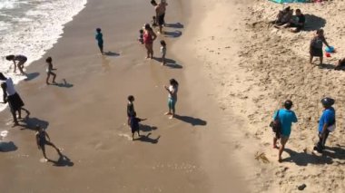 Santa Monica devlet Beach, California State Park Santa Monica, Kaliforniya, ABD, video city tarafından işletilen havadan görünümü 