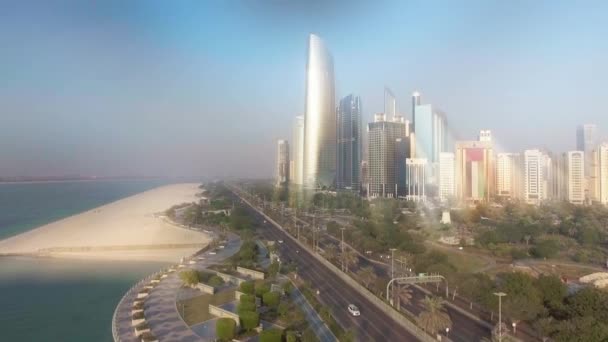 Panorama Abú Dhabí Downtown Uniated Arabské Emiráty Video — Stock video