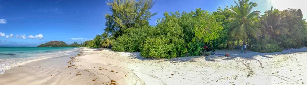 Cote Beach Praslin Seychelles Panoramiczny Widok — Zdjęcie stockowe