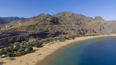 Las Teresitas Beach Tenerife Adası, İspanya havadan görünümü.