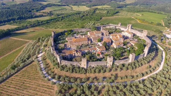 Monteriggioni Havadan Görünümü Yaz Toskana — Stok fotoğraf