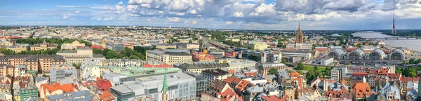 Riga Lettland Juli 2017 Riga Panorama Flygfoto Från Taket Staden — Stockfoto