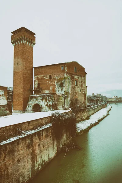 Cytadela Pizy Słynnego Lungarni Śniegu Średniowieczny Budynek Toskania Włochy — Zdjęcie stockowe