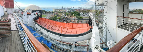 Long Beach August 2017 Exterior Panoramic View Queen Mary Retired — Stock Photo, Image