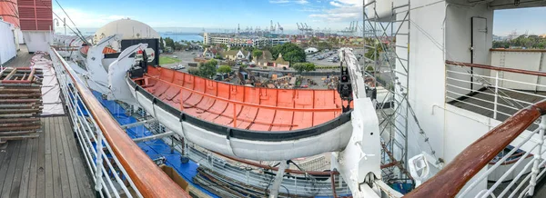 Long Beach Sierpnia 2017 Zewnątrz Panoramiczny Widok Queen Mary Były — Zdjęcie stockowe