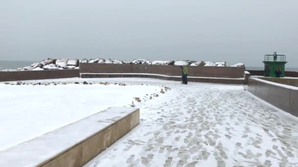 Marina Pisa Port Covered Snow Italy — Stock Video