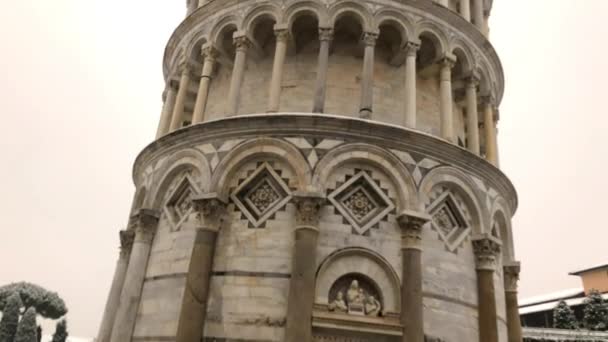 Torre Pisa Dopo Una Nevicata Invernale Tramonto Piazza Dei Miracoli — Video Stock
