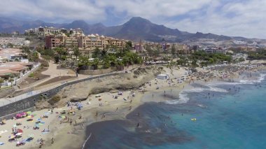 Playa de Las Americas in Tenerife. Aerial view of coastline. clipart