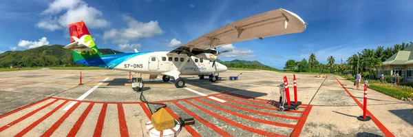 Mahe Seychelles September 2017 Air Seychelles Small Aircraft Runway Company — Stock Photo, Image