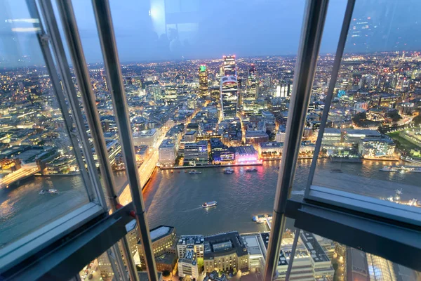 Вид Воздуха Лондонские Мосты Горизонты Ночью Лондон — стоковое фото