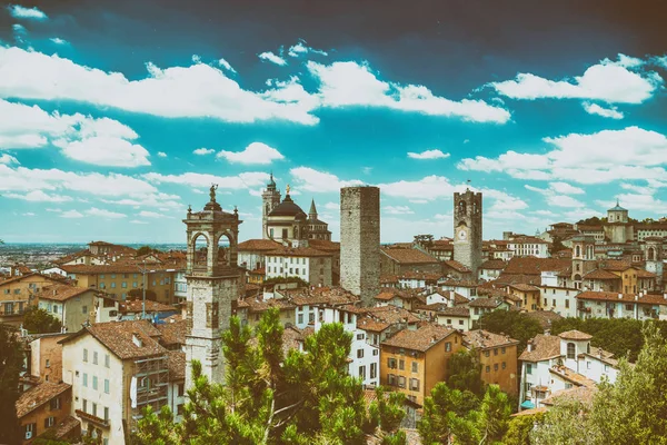 Vista Aérea Del Hermoso Horizonte Bérgamo Alta Italia — Foto de Stock