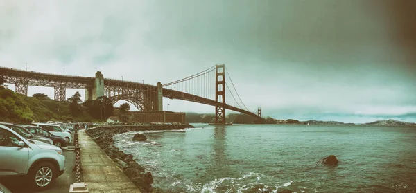San Francisco Ağustos 2017 Panoramik Golden Gate Köprüsü Bir Sisli — Stok fotoğraf