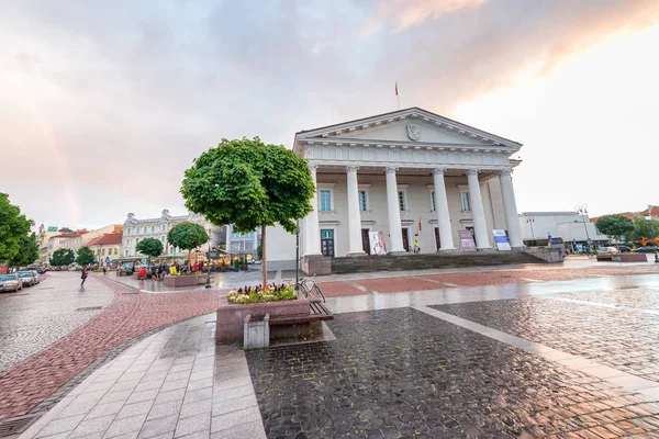 Vilnio Lituania Luglio 2017 Colori Del Tramonto Piazza Del Municipio — Foto Stock