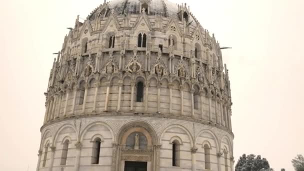 Dopkapellet Pisa Efter Vinter Snöfall Skymningen Torget Mirakler Gryningen — Stockvideo