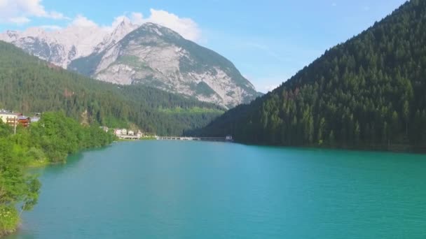 Auronzo Jezero Jezero Santa Caterina Umělé Jezero Nachází Poblíž Města — Stock video