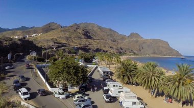 Las Teresitas Beach Tenerife Adası, İspanya havadan görünümü.
