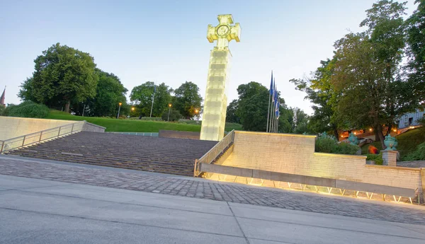 Nezávislost Budova Při Západu Slunce Estonsko Tallinn — Stock fotografie