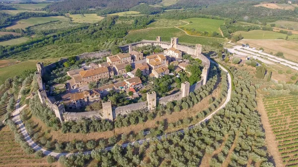 Vista Aérea Monteriggioni Toscana Verão — Fotografia de Stock